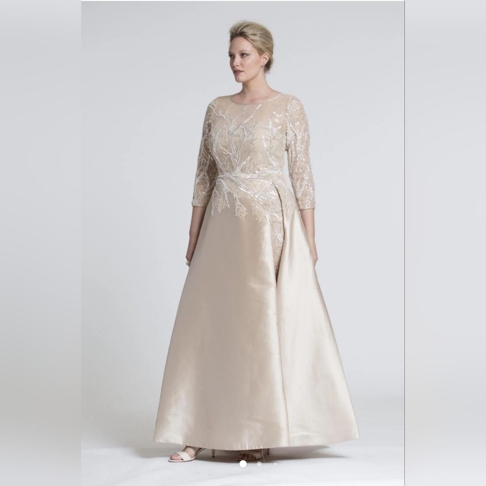Teri Jon Champagne Beaded Dress size 10